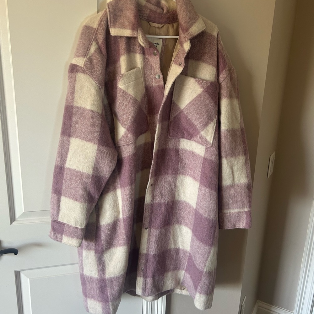Abercrombie & Fitch Purple and Cream Teddy Jacket